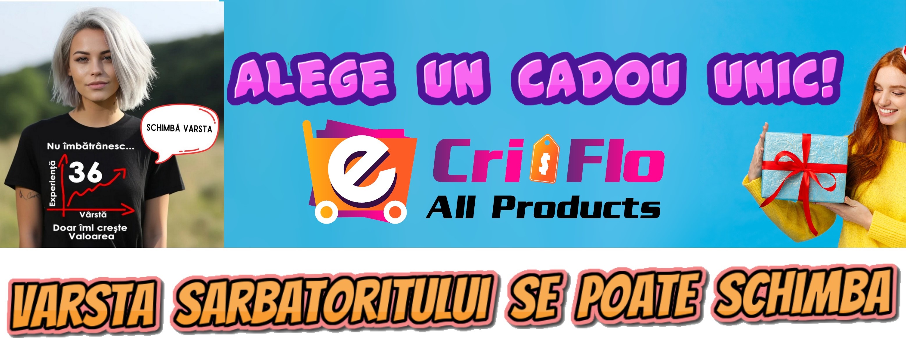 Banner Tricou dama aniversar Cadoul perfect